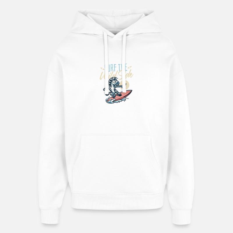 Surfez du côté sauvage - Sweat à capuche unisexe Stanley/Stella Oversized - blanc