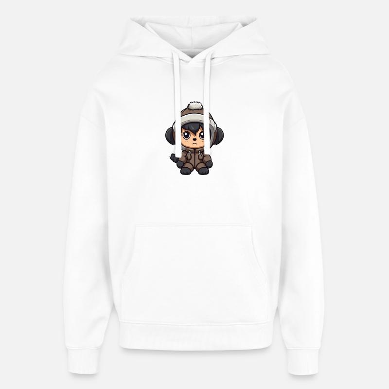 Singe Hiver Animal Bébé Bande Dessinée - Sweat à capuche unisexe Stanley/Stella Oversized - blanc