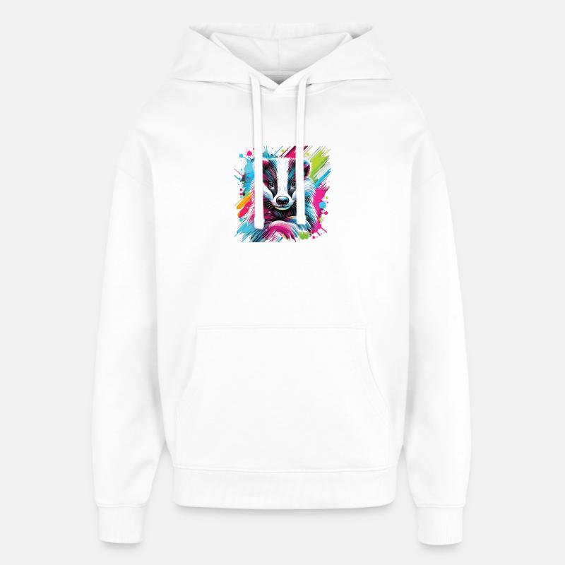 Neon blaireau Splash Art - Sweat à capuche unisexe Stanley/Stella Oversized - blanc