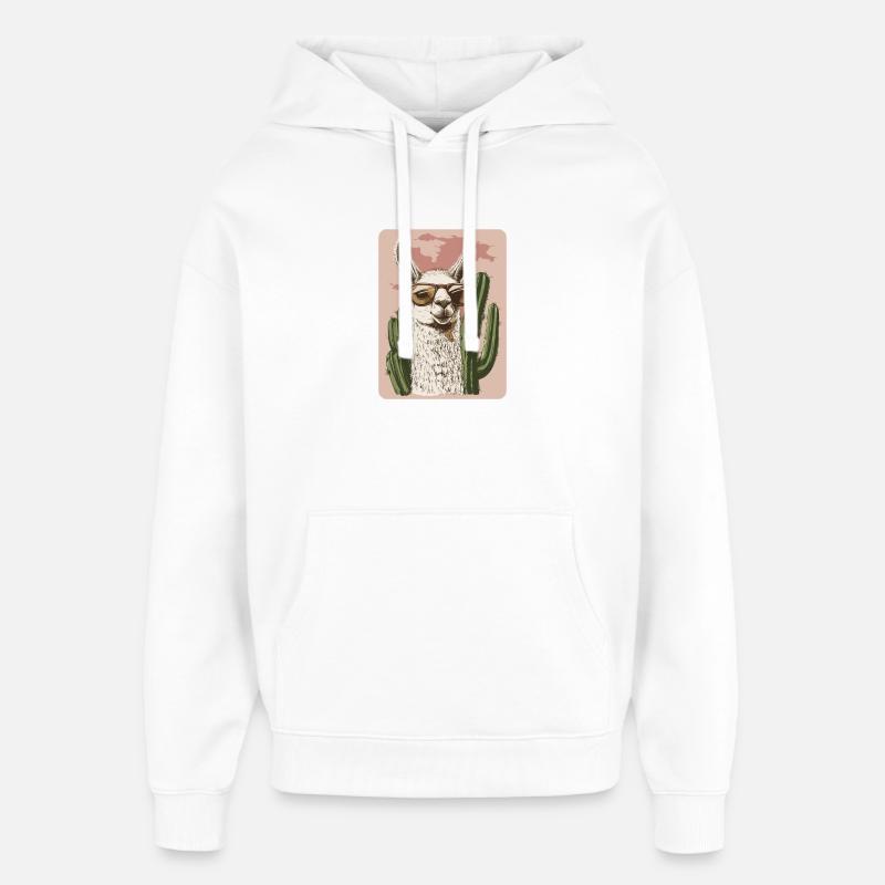 lama - Sweat à capuche unisexe Stanley/Stella Oversized - blanc