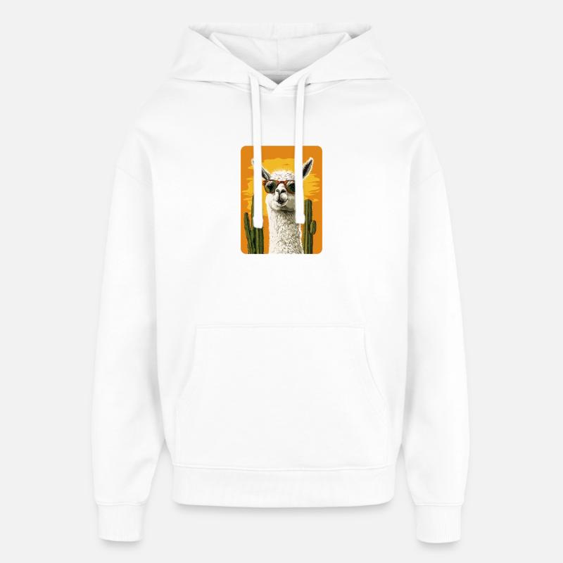 lama - Sweat à capuche unisexe Stanley/Stella Oversized - blanc