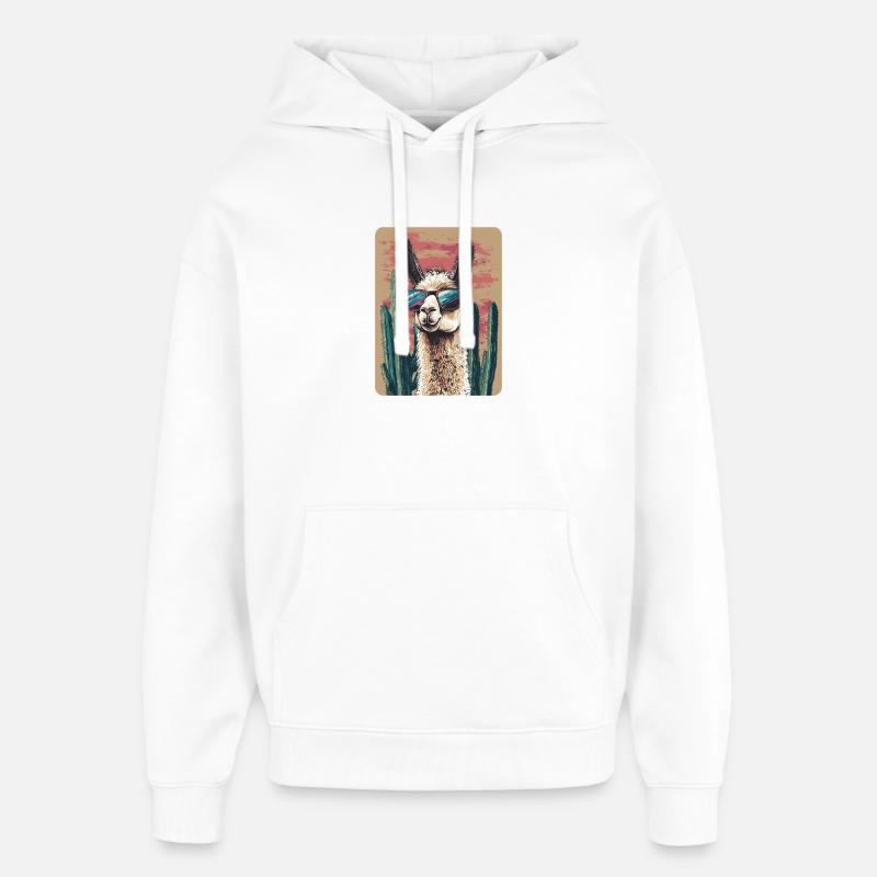 lama - Sweat à capuche unisexe Stanley/Stella Oversized - blanc