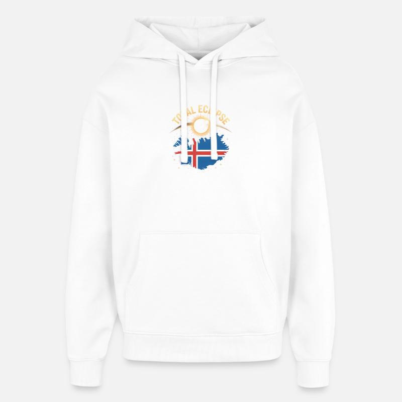 Éclipse solaire totale Islande 2026 - Sweat à capuche unisexe Stanley/Stella Oversized - blanc