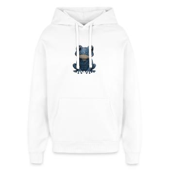 Denim Patchwork Frosch - Oversized Unisex Hoodie von Stanley/Stella - Weiß - Vorne - AI Model Female 172 light (172cm) & AI Model Male 185 light (185cm)
