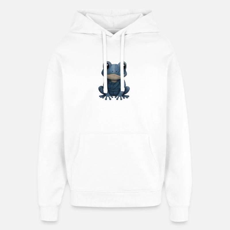 Denim Patchwork Grenouille - Sweat à capuche unisexe Stanley/Stella Oversized - blanc