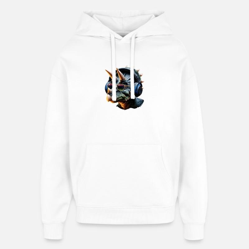 Triceratops Dinosaure Dinos Triceratops Dino - Sweat à capuche unisexe Stanley/Stella Oversized - blanc