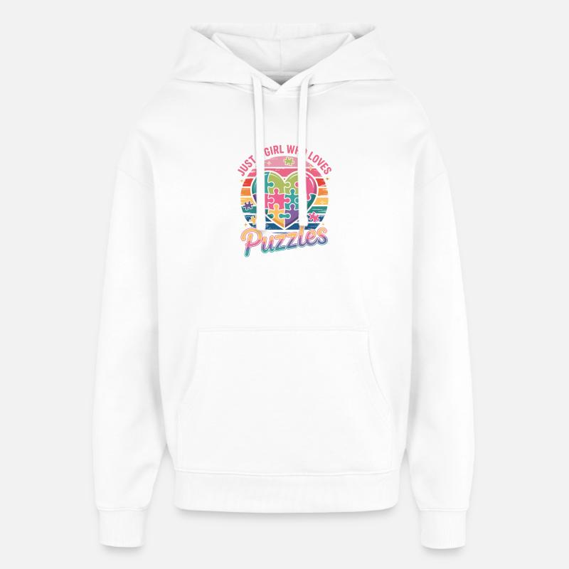 Fille Aime Puzzles Coeur Arc-en-ciel - Sweat à capuche unisexe Stanley/Stella Oversized - blanc