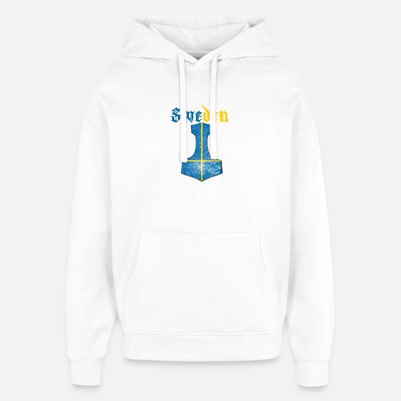 Schweden Flagge – Mjölnir Thorhammer Design - Oversized Unisex Hoodie von Stanley/Stella - Weiß