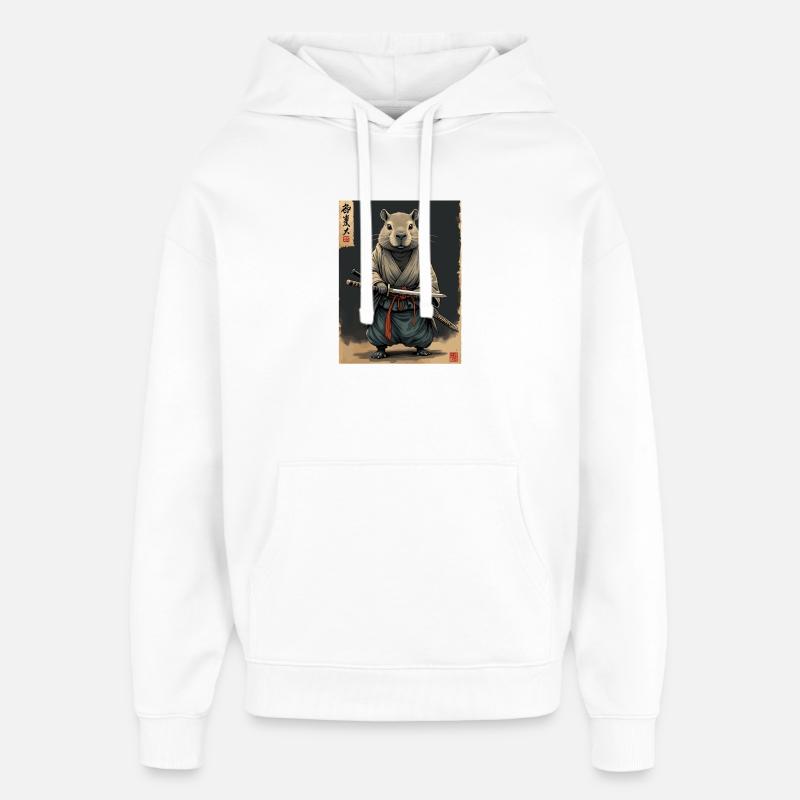 Cappibara-Samurai mit Katana - Oversized Unisex Hoodie von Stanley/Stella - Weiß