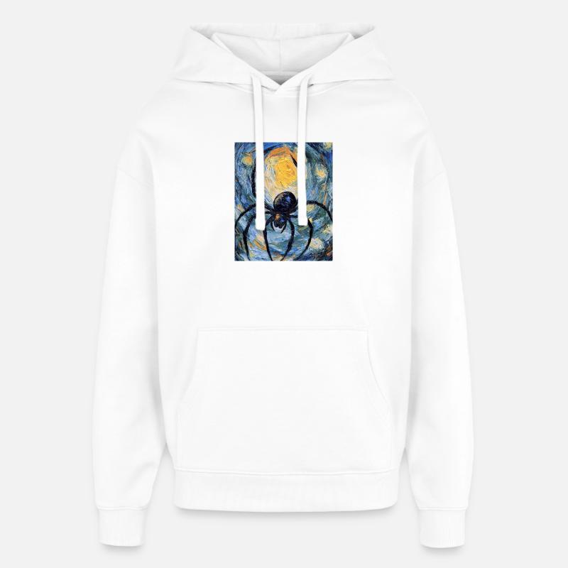 araignées araignées Halloween style Van Gogh - Sweat à capuche unisexe Stanley/Stella Oversized - blanc