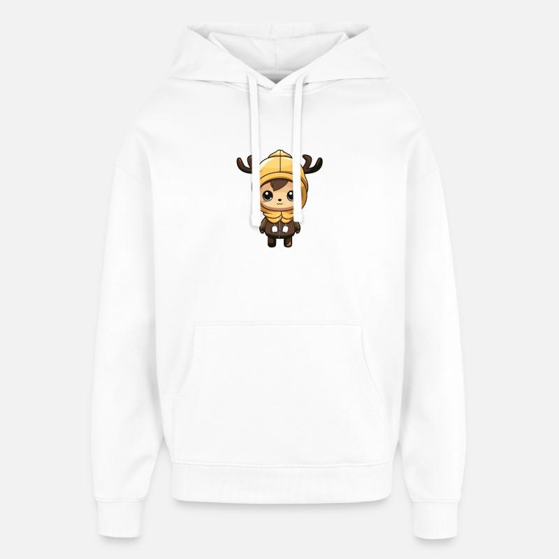 cerf mignon bande dessinée hiver - Sweat à capuche unisexe Stanley/Stella Oversized - blanc