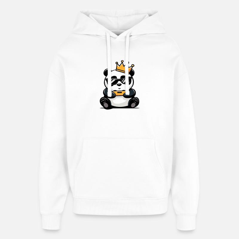 Panda Controller und Krone - Oversized Unisex Hoodie von Stanley/Stella - Weiß