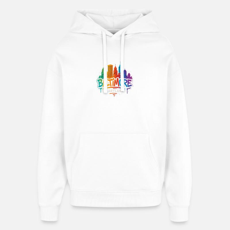 Baltimore Skyline Graffiti - Oversized Unisex Hoodie von Stanley/Stella - Weiß