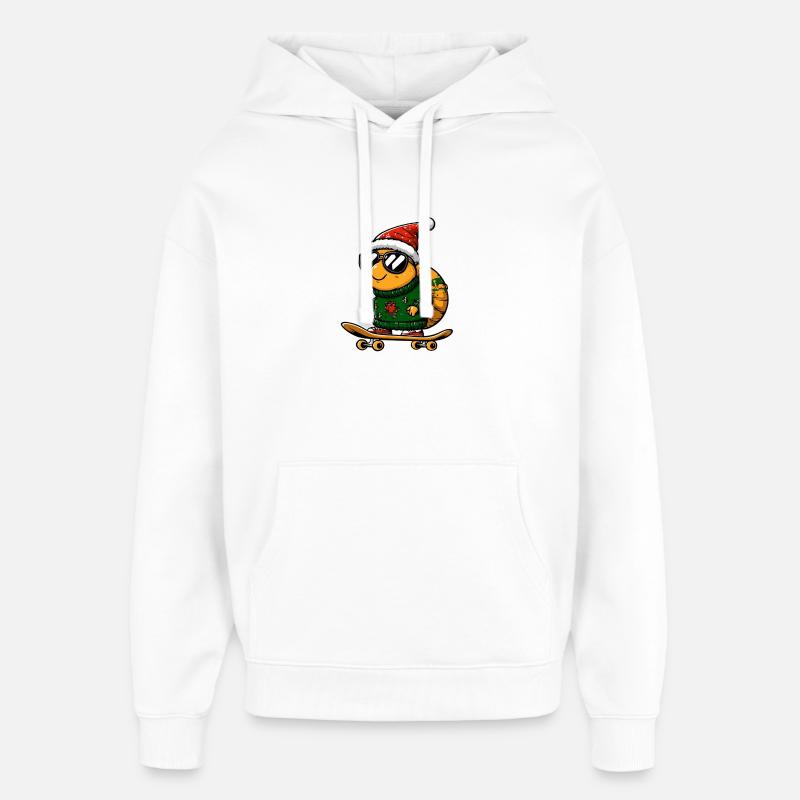 Escargot Noël Drôle - Sweat à capuche unisexe Stanley/Stella Oversized - blanc