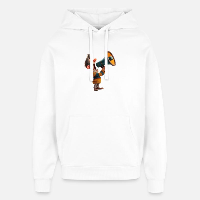 Haut-parleur mégaphone de dessin animé - Sweat à capuche unisexe Stanley/Stella Oversized - blanc