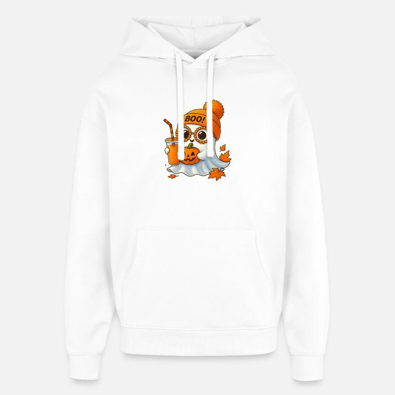 Cute Ghost Pumpkin Halloween Kawaii Boo - Sweat à capuche unisexe Stanley/Stella Oversized - blanc