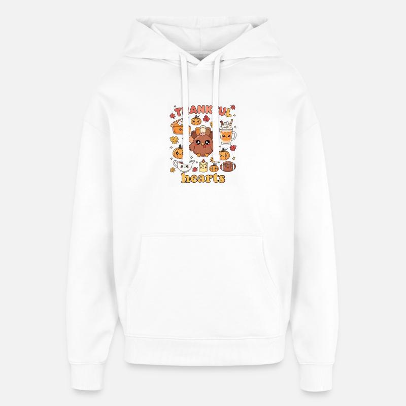 Coeurs reconnaissants Mignon Dinde Automne - Sweat à capuche unisexe Stanley/Stella Oversized - blanc