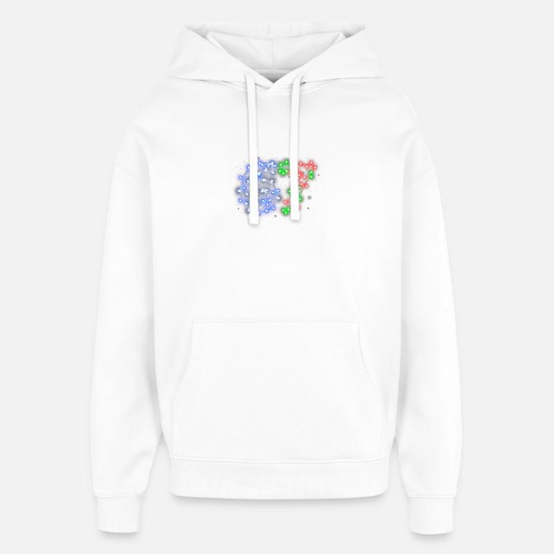 Néon Chiffres 6 7 Noël - Sweat à capuche unisexe Stanley/Stella Oversized - blanc