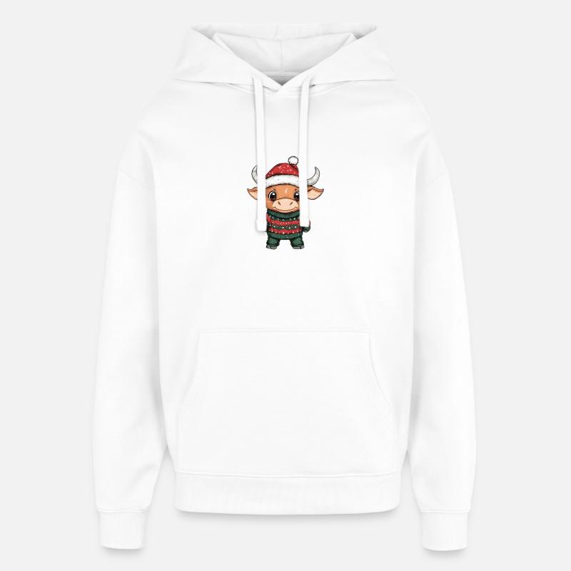 Taureau Noël - Sweat à capuche unisexe Stanley/Stella Oversized - blanc