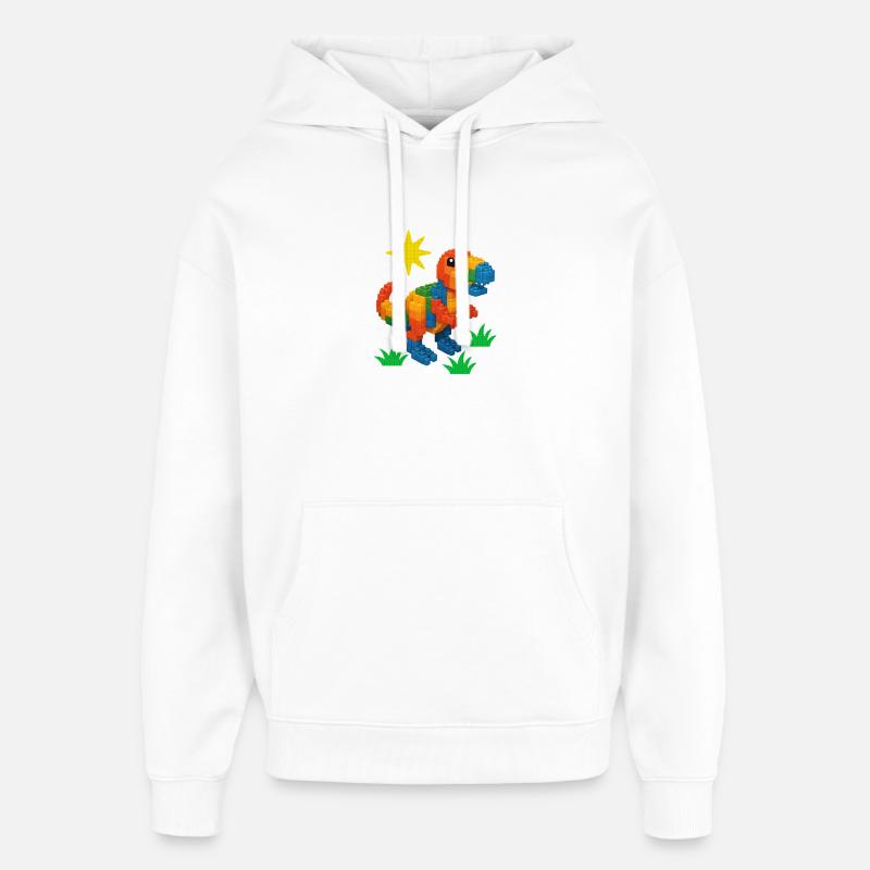Dinosaur Made Of Bricks Creative Block Builder - Oversized Unisex Hoodie by Stanley/Stella - white