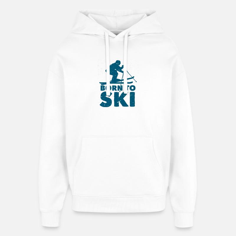 Silhouette née pour skier - Sweat à capuche unisexe Stanley/Stella Oversized - blanc