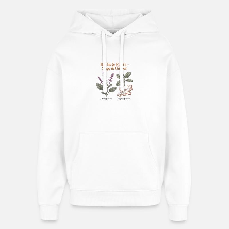 Herbes Botaniques - Sauge & Gingembre - Sweat à capuche unisexe Stanley/Stella Oversized - blanc
