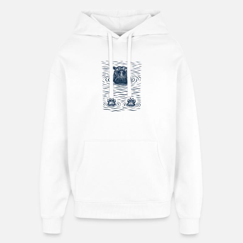 Hippopotame réfrigéré dans l’eau - Sweat à capuche unisexe Stanley/Stella Oversized - blanc
