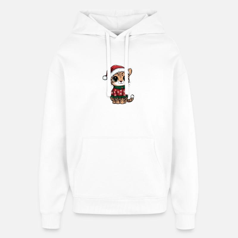 Noël léopard - Sweat à capuche unisexe Stanley/Stella Oversized - blanc