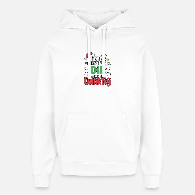 Cher Père Noël Naughty Design - Sweat à capuche unisexe Stanley/Stella Oversized - blanc