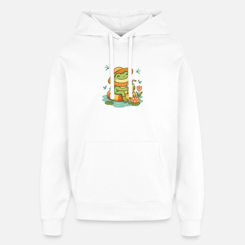 Grenouille d’été – Grenouille douillette avec limonade - Sweat à capuche unisexe Stanley/Stella Oversized - blanc