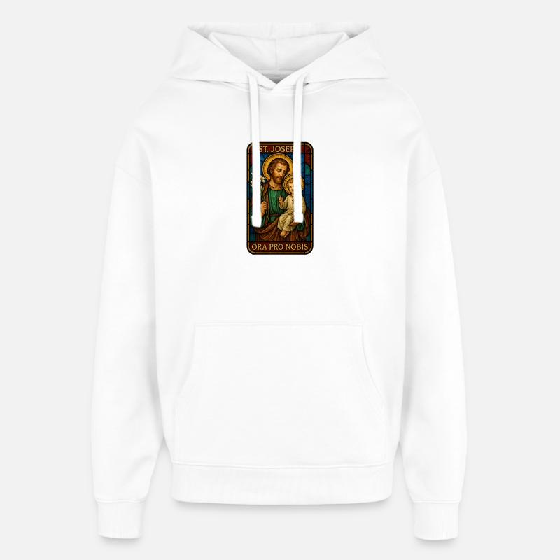 St Josef Ikon: Vater mit Kind - Oversized Unisex Hoodie von Stanley/Stella - Weiß