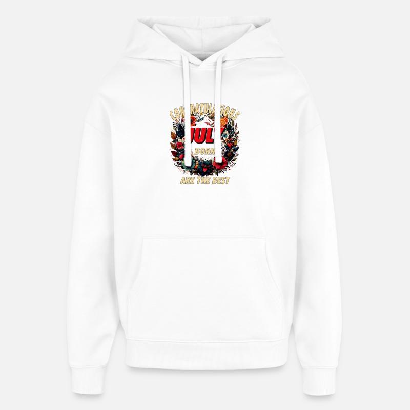 FÉLICITATIONS JUILLET - Sweat à capuche unisexe Stanley/Stella Oversized - blanc