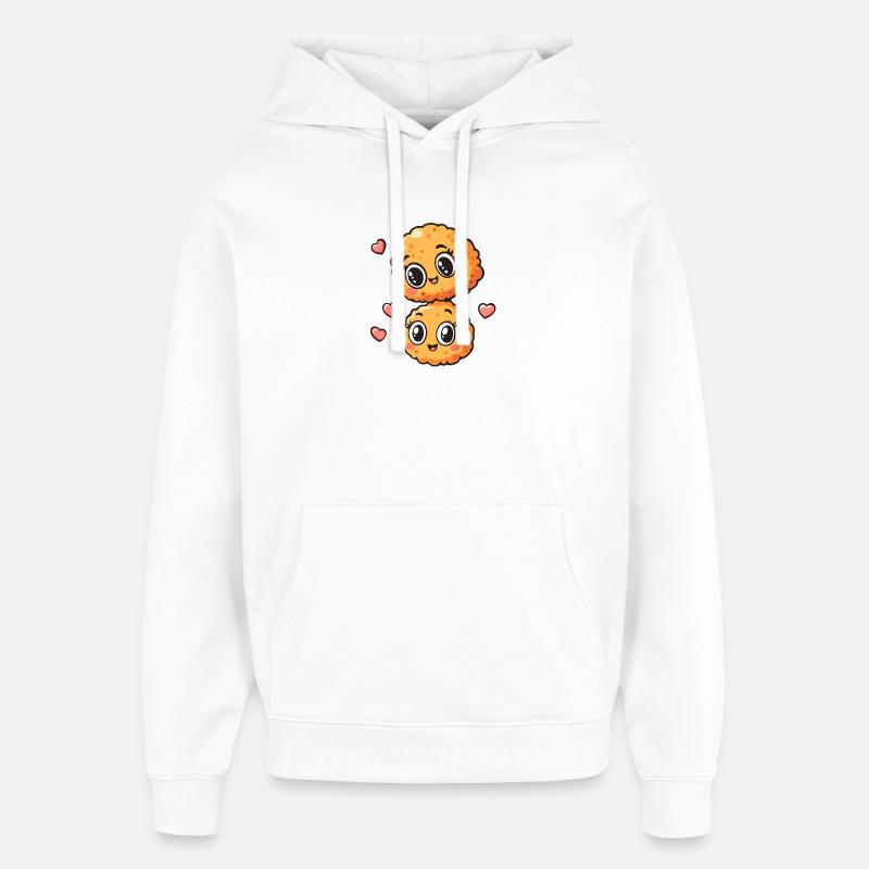 Duo de coeurs de collation câline - Sweat à capuche unisexe Stanley/Stella Oversized - blanc