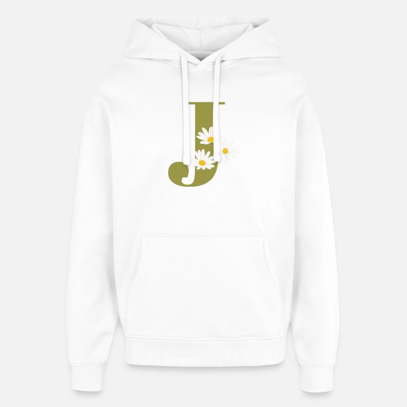 Buchstabe j Grüne Gänseblümchen - Oversized Unisex Hoodie von Stanley/Stella - Weiß