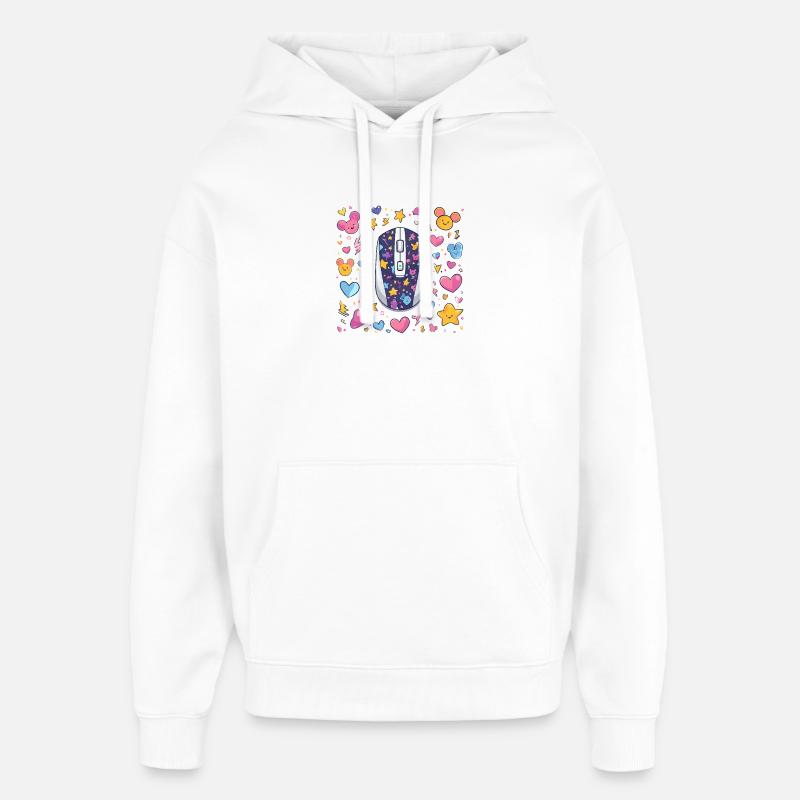 Souris Kawaii Star Magic - Sweat à capuche unisexe Stanley/Stella Oversized - blanc
