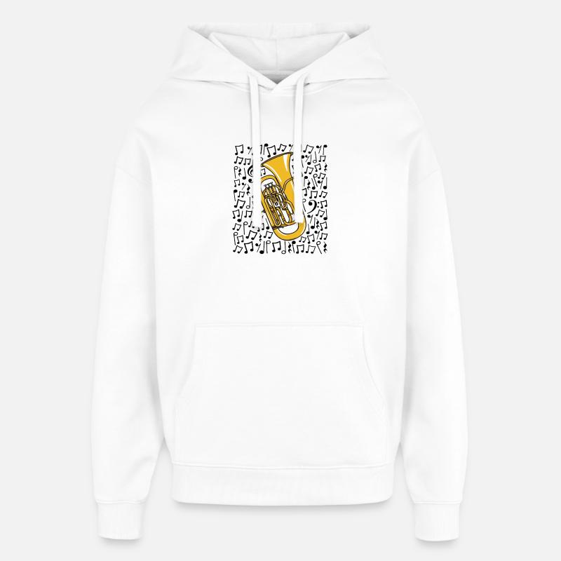 Euphonium Notes musicales Musicien de cuivres - Sweat à capuche unisexe Stanley/Stella Oversized - blanc