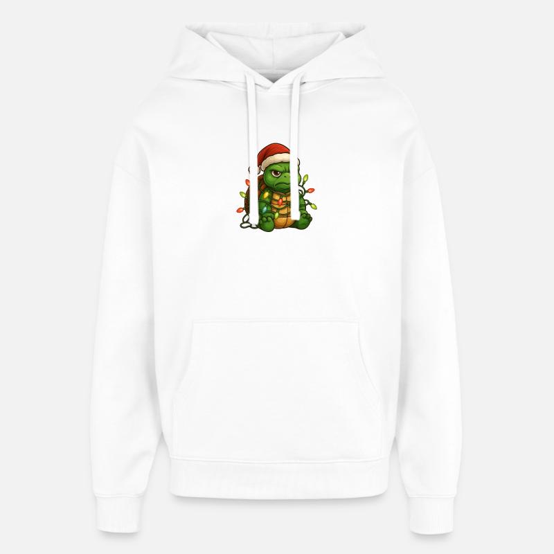 Grumpy Schildkröte Weihnachtsmütze Lichterkette To - Sweat à capuche unisexe Stanley/Stella Oversized - blanc
