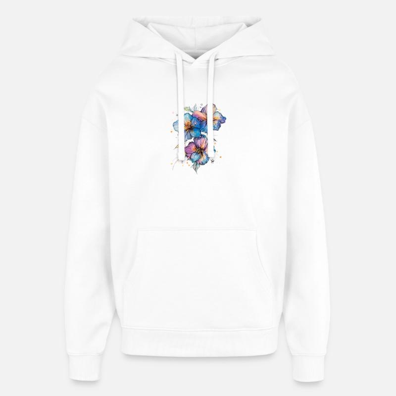 Bouquet de fleurs aquarellé - Sweat à capuche unisexe Stanley/Stella Oversized - blanc