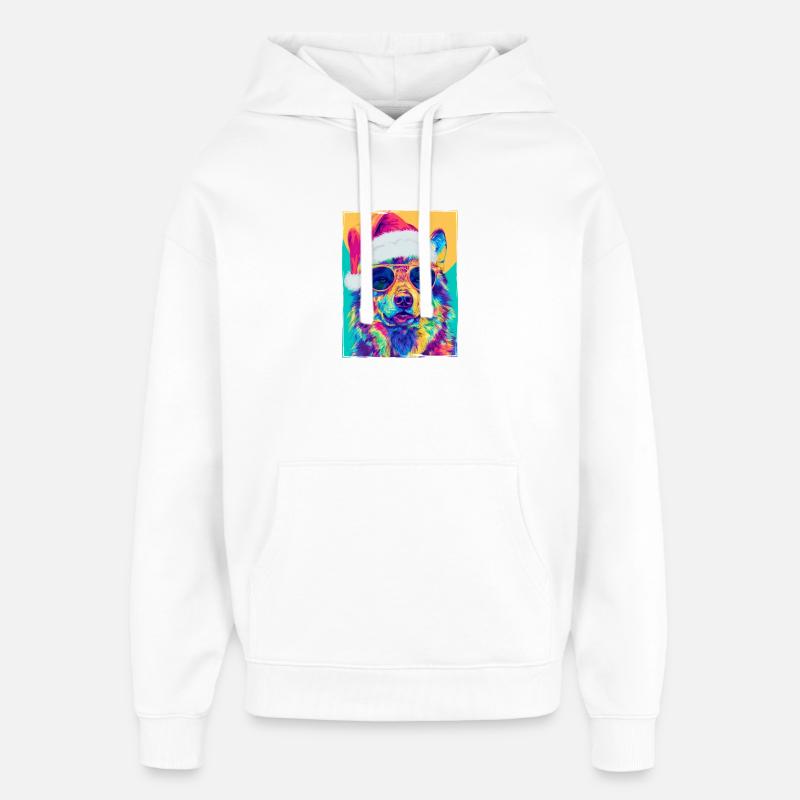 Portrait de Noël du Loup - Sweat à capuche unisexe Stanley/Stella Oversized - blanc