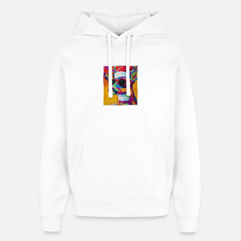 Portrait de Noël du cerf - Sweat à capuche unisexe Stanley/Stella Oversized - blanc