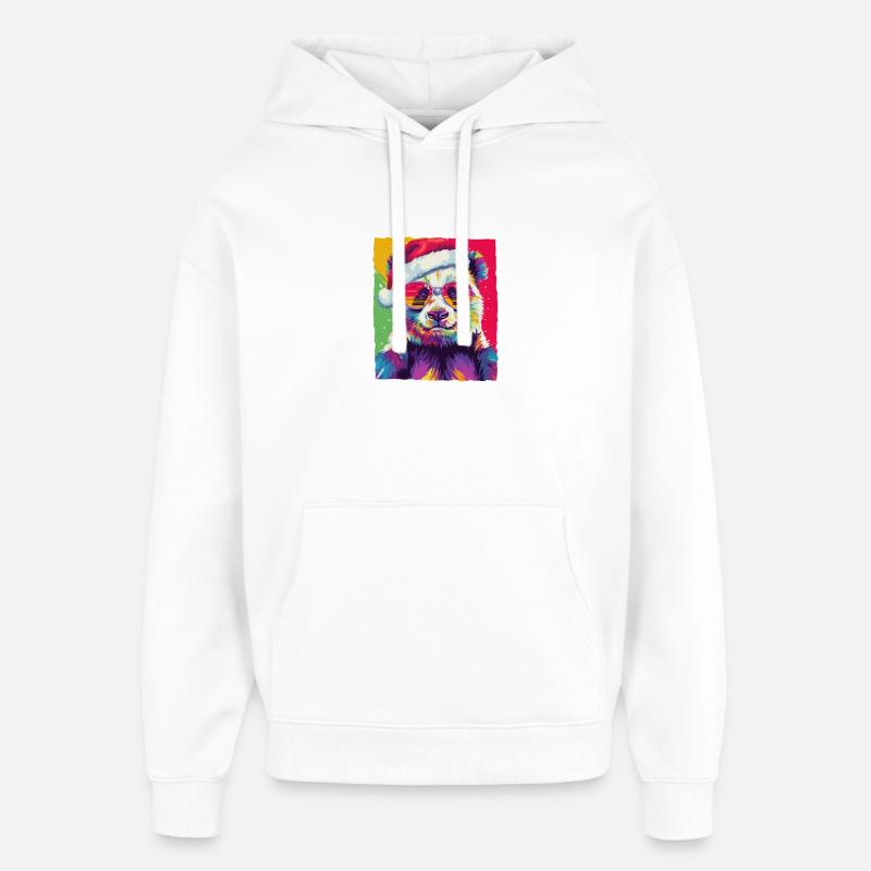 Portrait de Noël du panda - Sweat à capuche unisexe Stanley/Stella Oversized - blanc