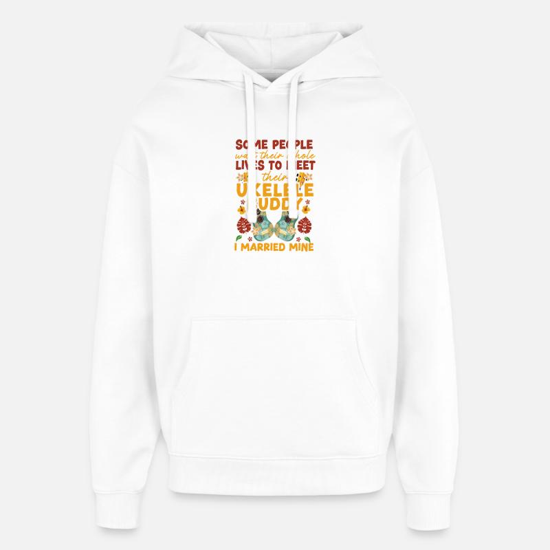 Ukulélé hawaïen Ukulélé Mari Épouse - Sweat à capuche unisexe Stanley/Stella Oversized - blanc