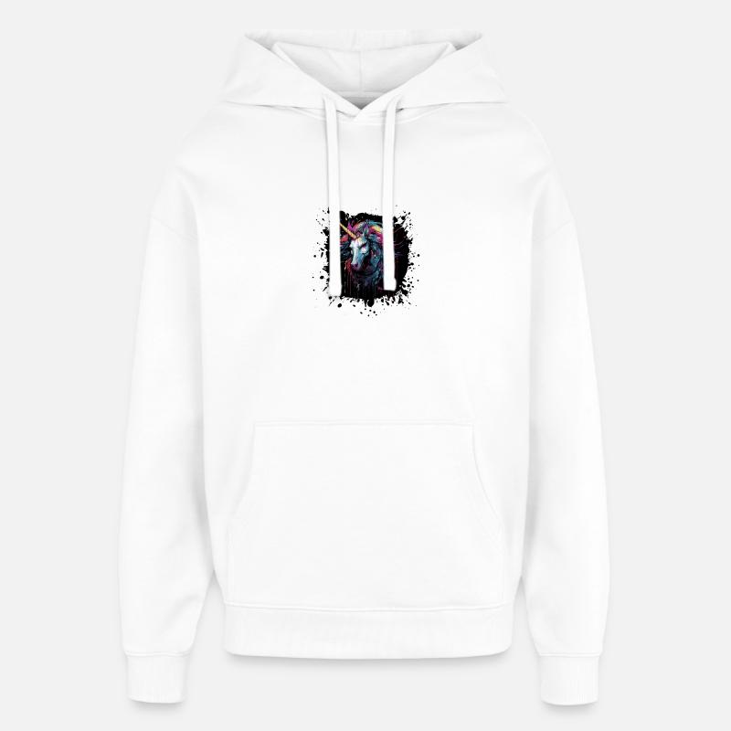 Farbsplatter Einhorn Kunst - Oversized Unisex Hoodie von Stanley/Stella - Weiß
