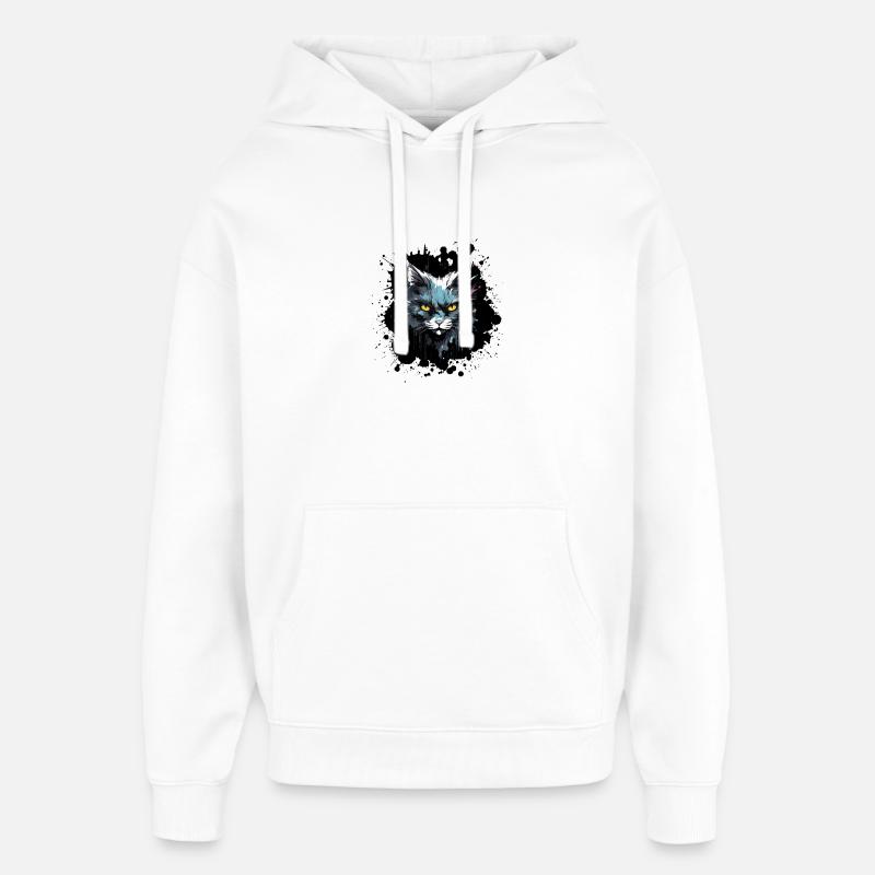 Tête de chat néon Splash - Sweat à capuche unisexe Stanley/Stella Oversized - blanc