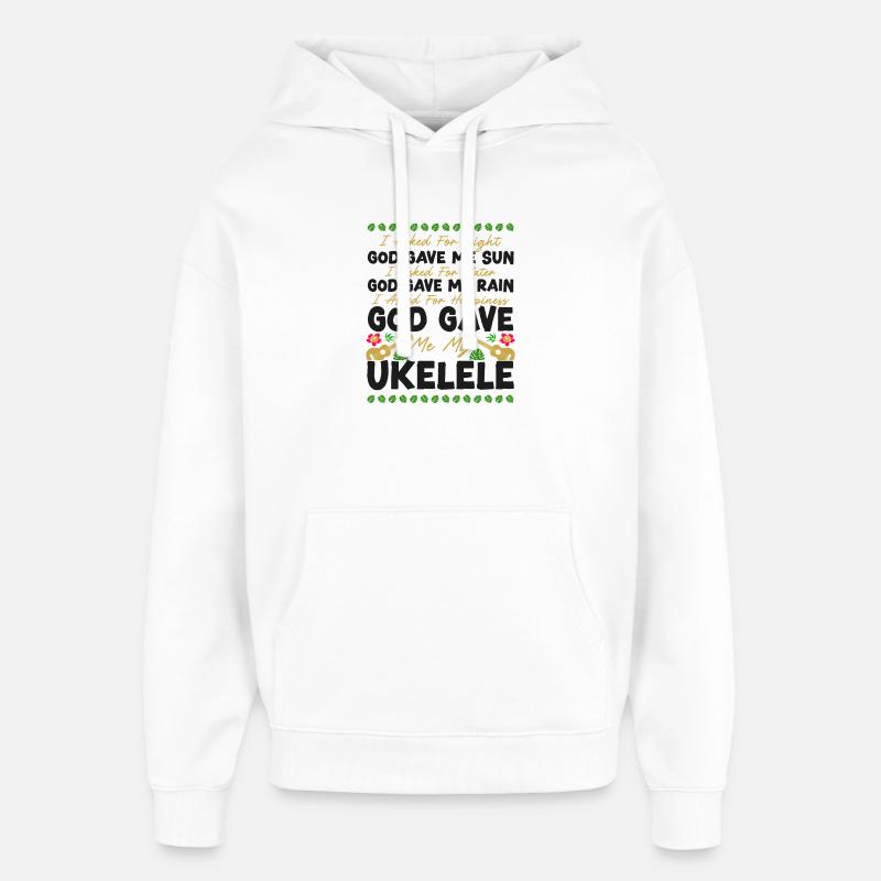 Ukulélé hawaïen que j’ai demandé - Sweat à capuche unisexe Stanley/Stella Oversized - blanc