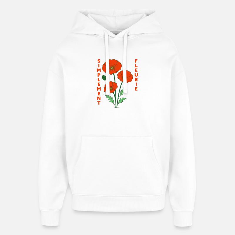 Simplement fleurie - Illustration florale rétro - Sweat à capuche unisexe Stanley/Stella Oversized - blanc