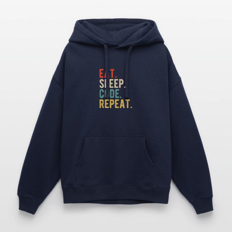 Eat Sleep Code Repeat Programmer Nerd Retro Sweat à capuche unisexe Stanley/Stella Oversized