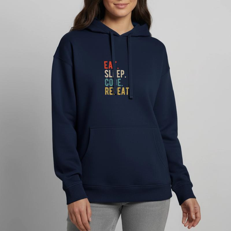 Eat Sleep Code Repeat Programmierer Nerd Retro Oversized Unisex Hoodie von Stanley/Stella