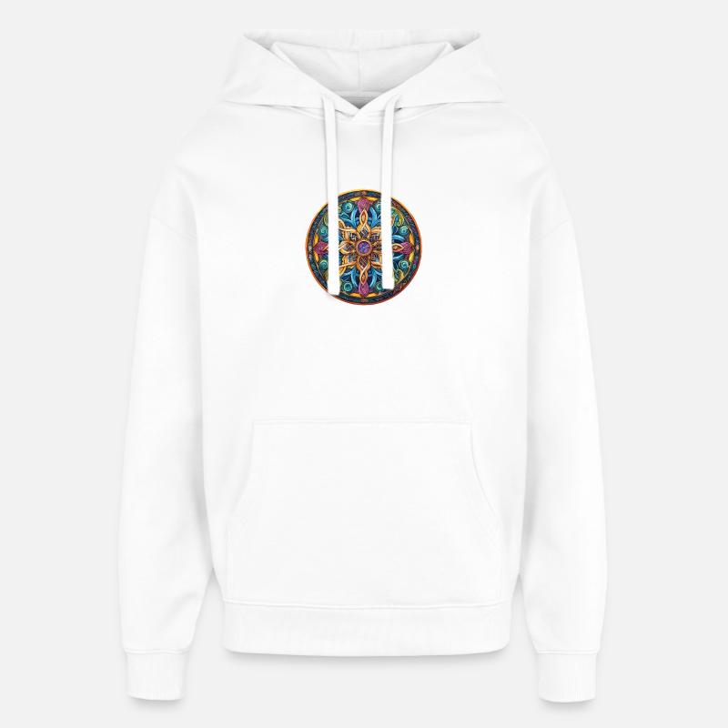 Étoile de Feu de Mandala - Sweat à capuche unisexe Stanley/Stella Oversized - blanc