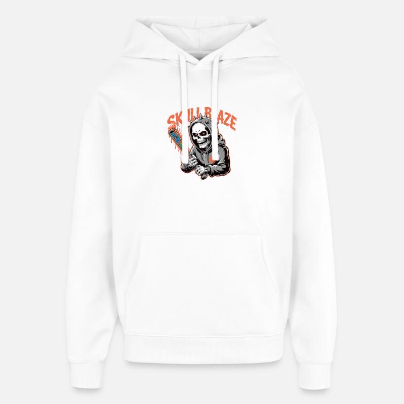 Crâne Blaze Graffiti Crâne - Sweat à capuche unisexe Stanley/Stella Oversized - blanc
